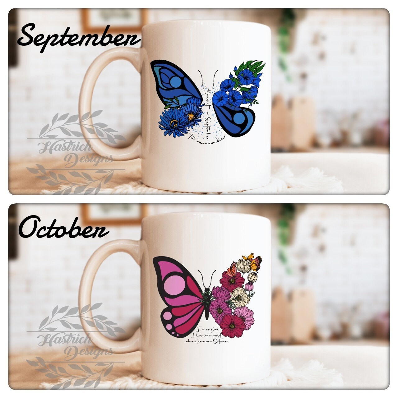 Butterfly Birth Month Mug, Birthday Mug, Butterfly Mug