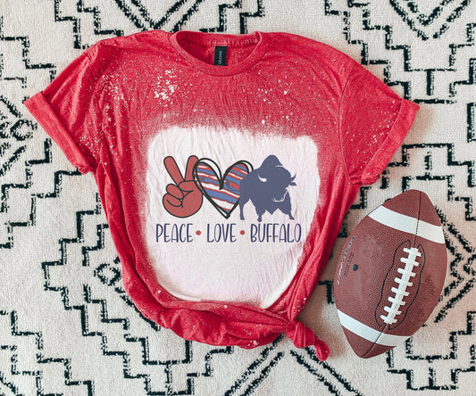 Peace Love Buffalo Shirt, Peace Love Buffalo Bleached Shirt