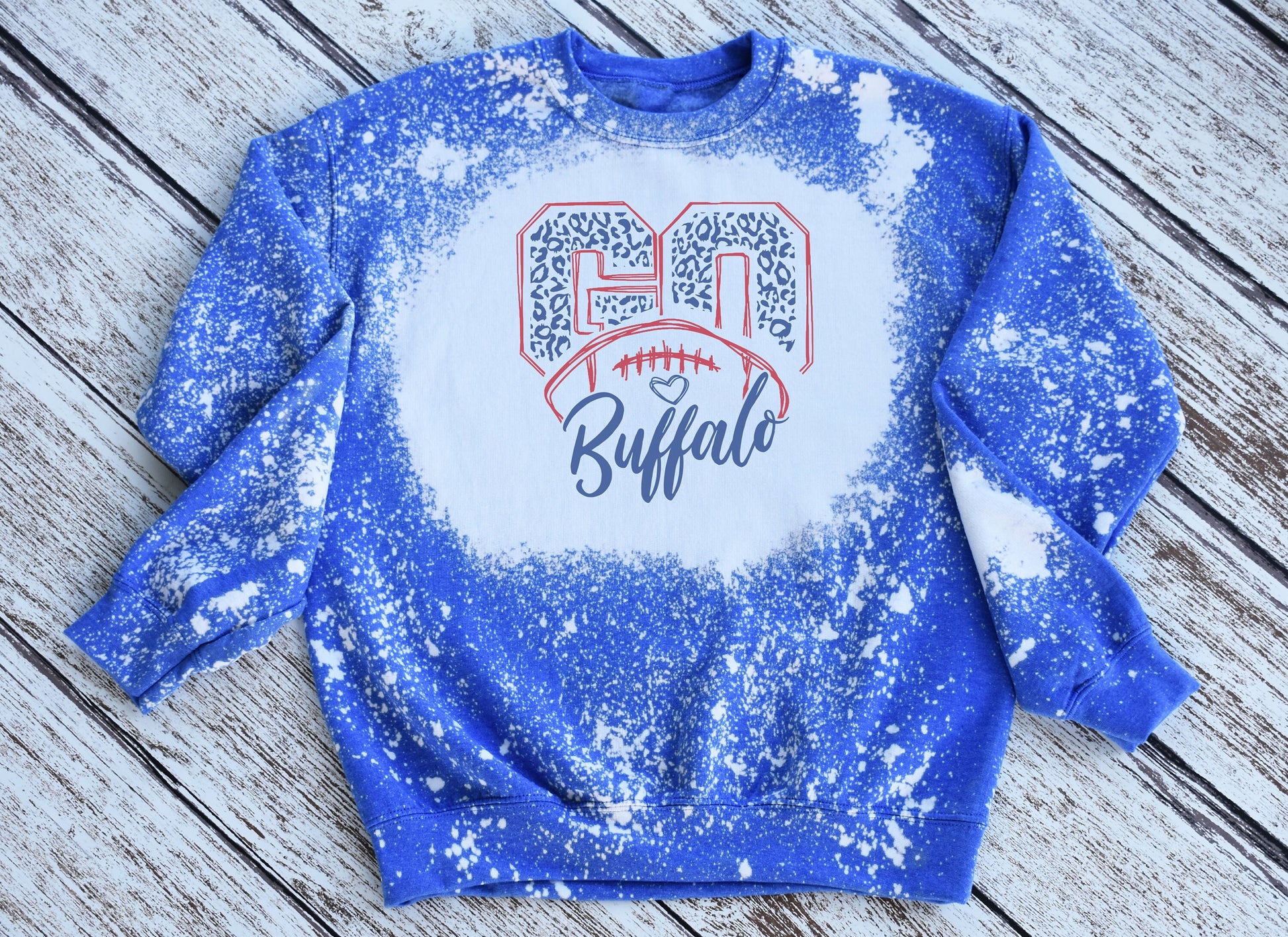 Go Buffalo Sweatshirt, Go Buffalo Bleached Crewneck Sweatshirt