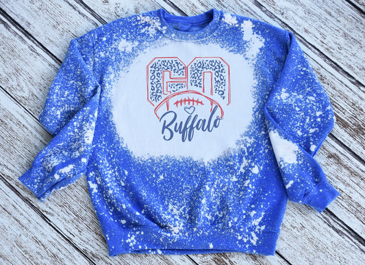 Go Buffalo Sweatshirt, Go Buffalo Bleached Crewneck Sweatshirt