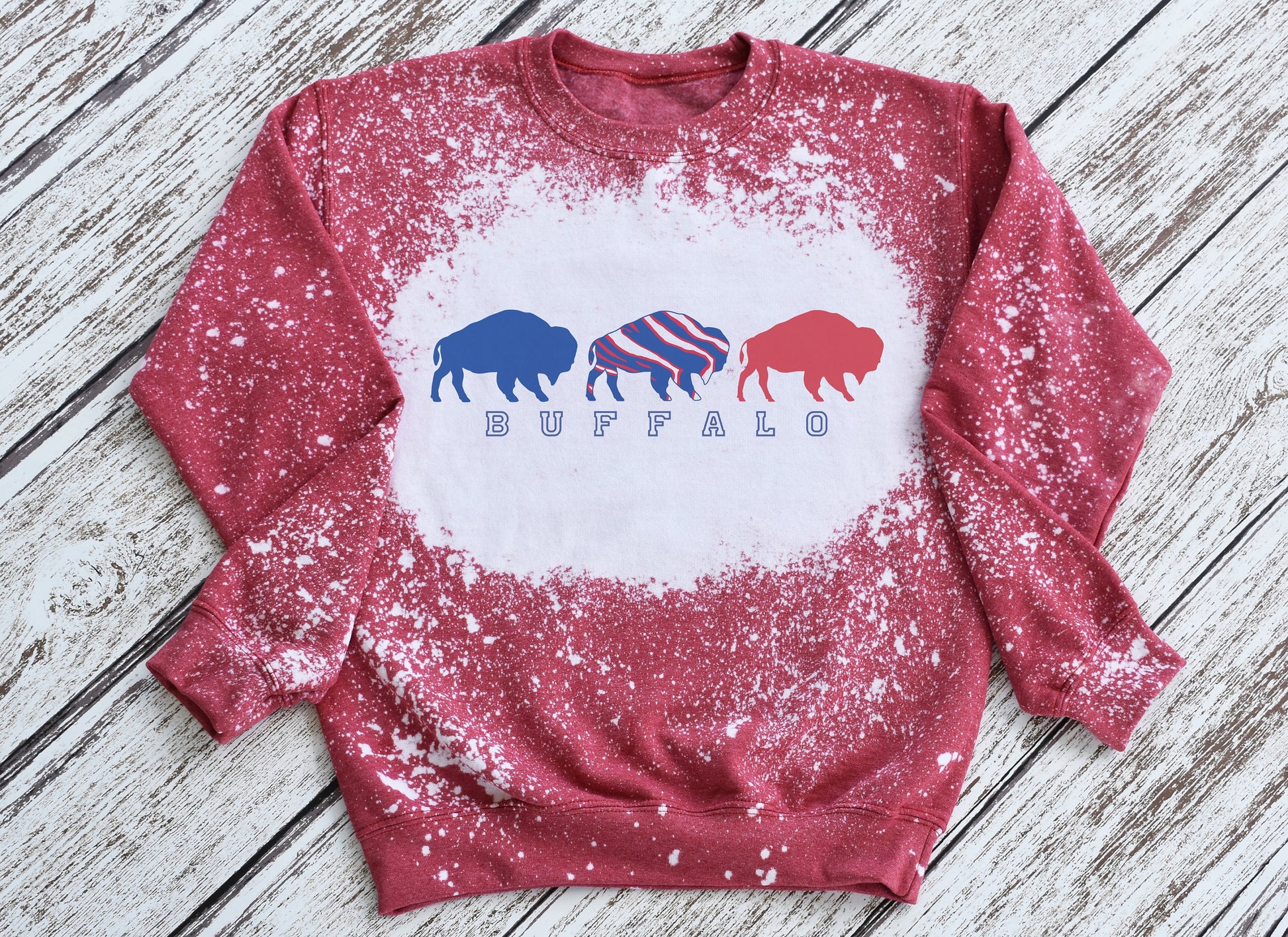 Buffalo Sweatshirt, Buffalo Bleached Crewneck Sweatshirt