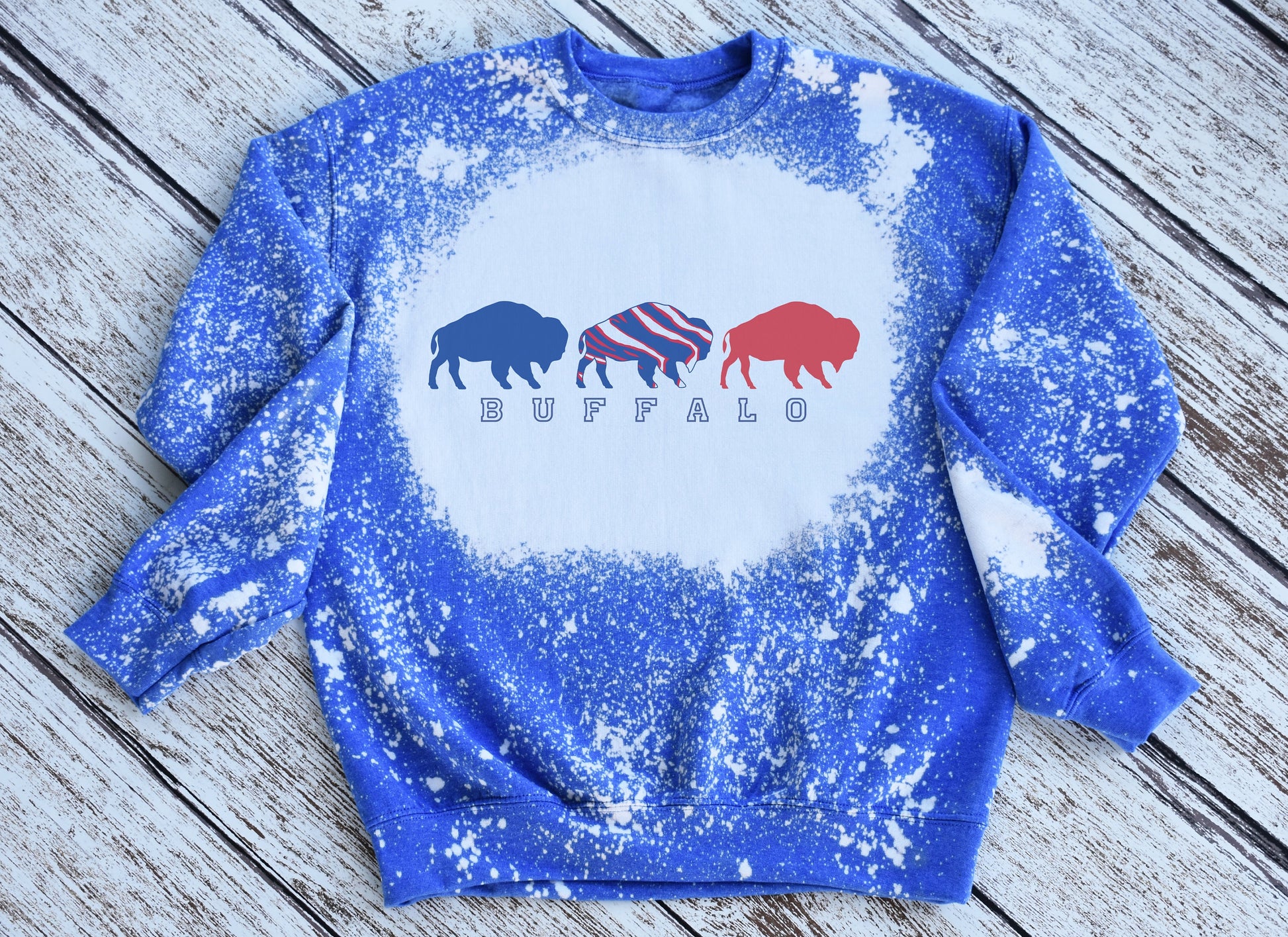 Buffalo Sweatshirt, Buffalo Bleached Crewneck Sweatshirt