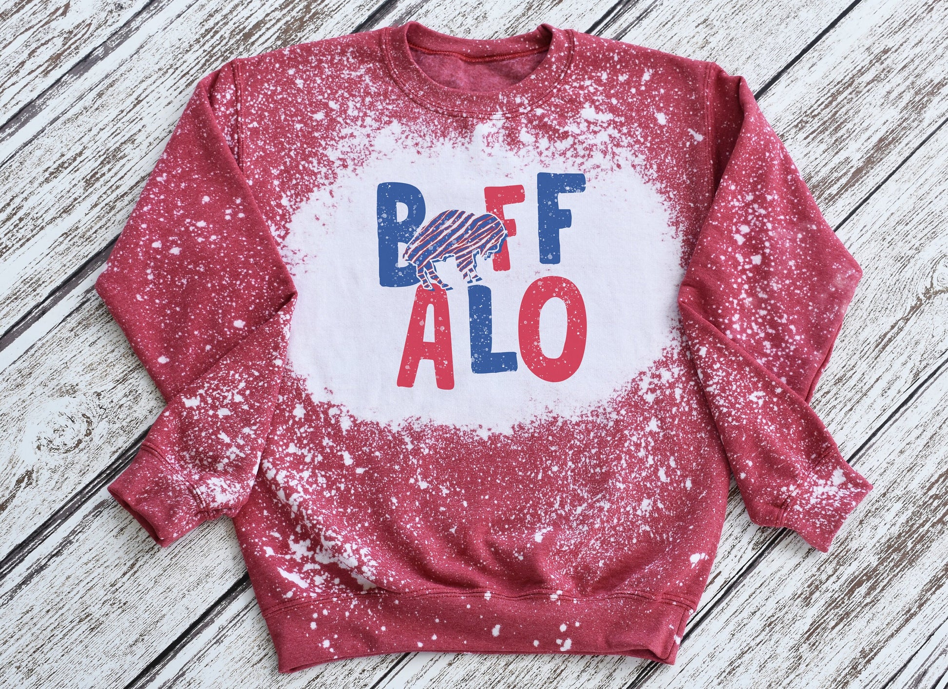 Buffalo Crewneck Sweatshirt, Buffalo Bleached Sweatshirt