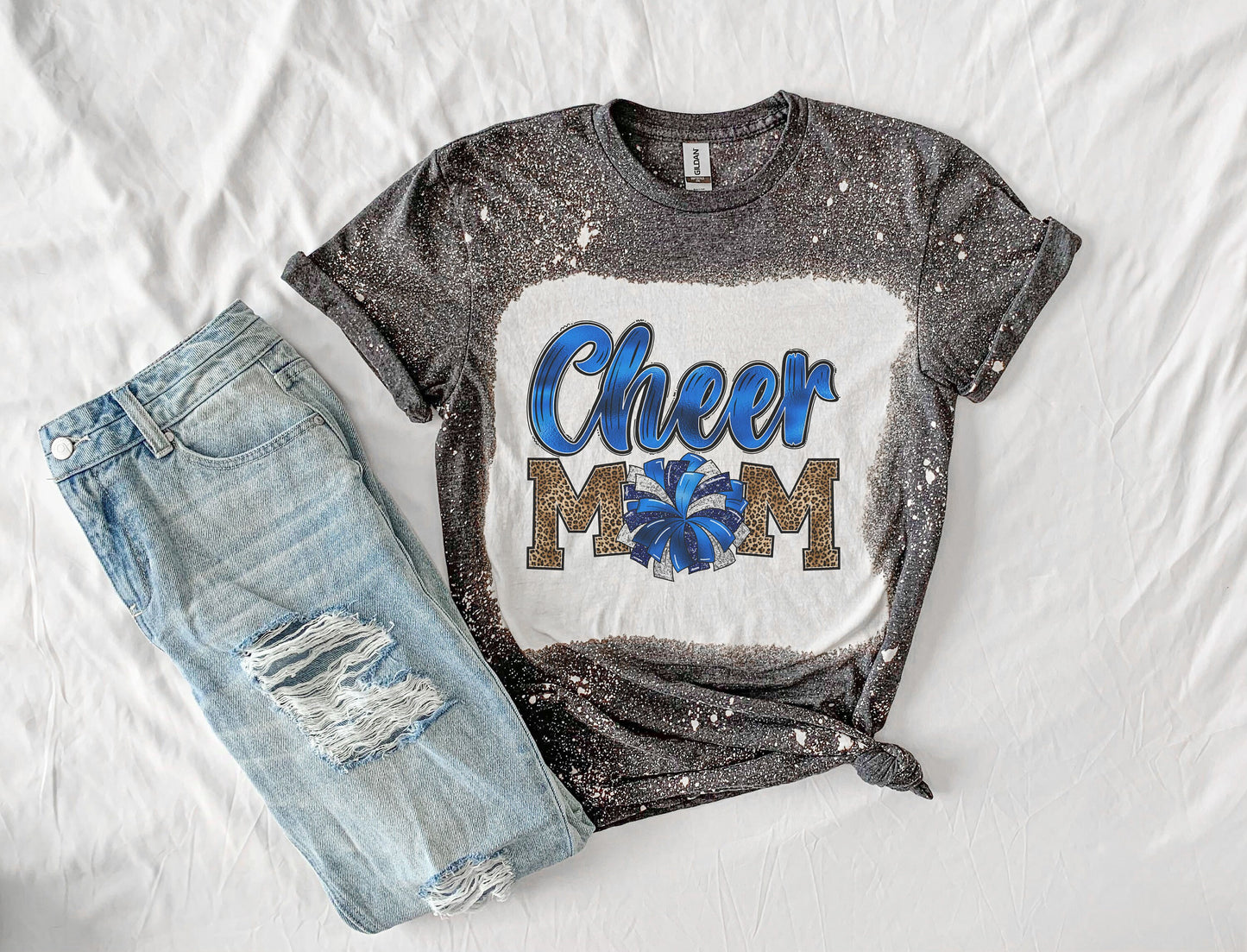 Cheer Mom Bleach Shirt, Cheerleading Bleached T Shirt, Cheerleading Bleach Tees for Woman, Color Options!!