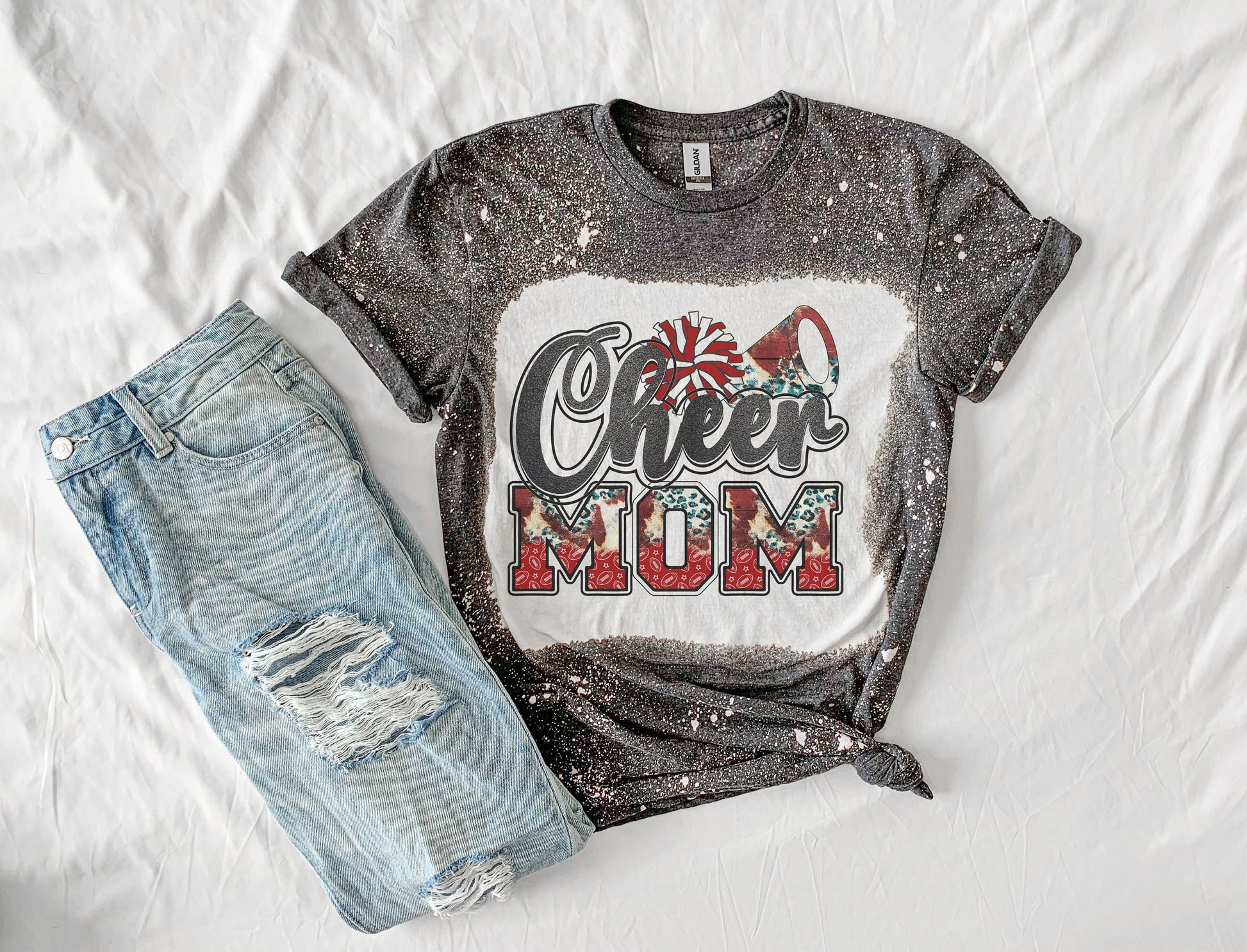 Cheer Mom Bleach Shirt, Cheerleading Bleached T Shirt, Cheerleading Bleach Tees for Woman