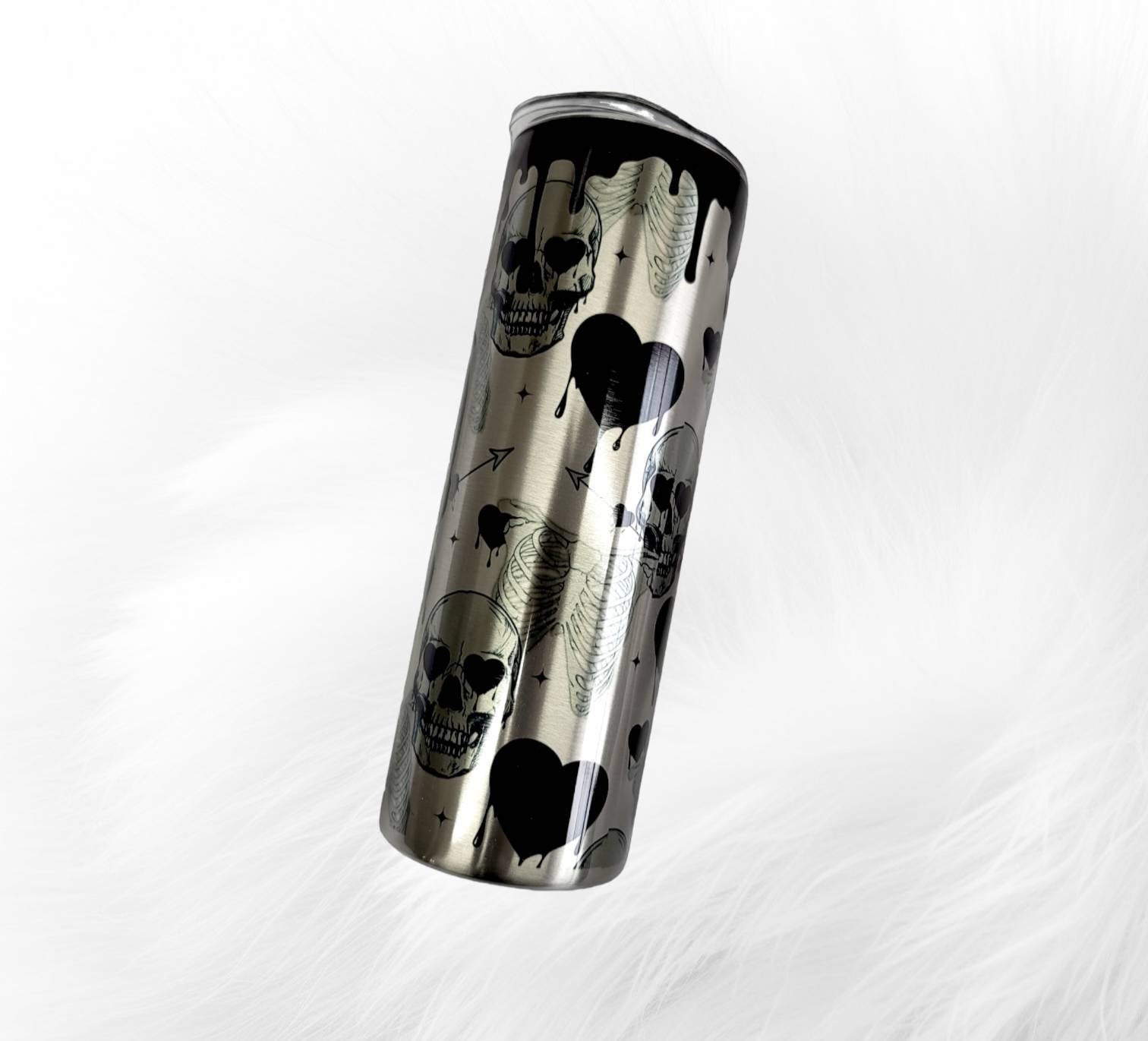 Skull Tumbler, Skull Skinny Tumbler, Valentines Day Tumbler Skelton Tumbler