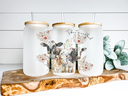 Cow Cup Iced Coffee Cup Glass, Beer Can Glass, Dairy Cow Coffee Cup, Glass Cup Coffee Can Beer, Cow Soda Can Glass