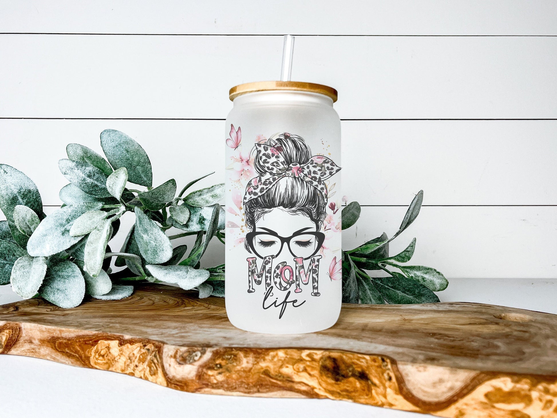 Mom Life Cup Iced Coffee Cup Glass, Beer Can Glass, Mom Life Coffee Cup, Glass Cup Coffee Can Beer, Mom Life Glass Can