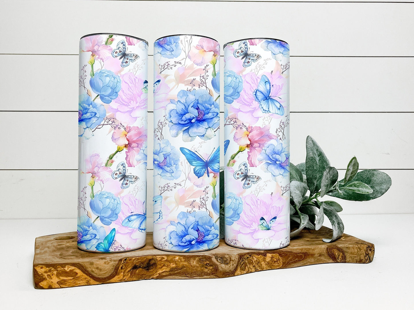 Butterfly Floral Tumbler, Floral Butterfly Skinny Tumbler, Floral Butterfly Tumbler