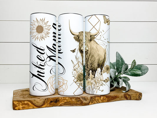 Inked Mama Cow Tumbler, Inked Mama Cow Skinny Tumbler, Cow Tumbler, Inked Mama Tumbler
