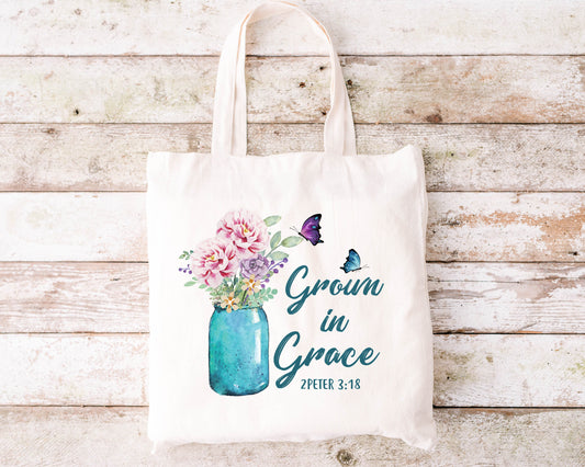 Grown In Grace Tote, Summer Tote Bag, Boho Tote Bag