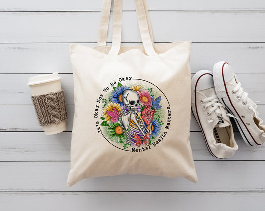 It's Okay Not To Be Okay Tote, Mental Health Matters, Summer Tote Bag, Boho Tote Bag, Butterfly Tote Bag