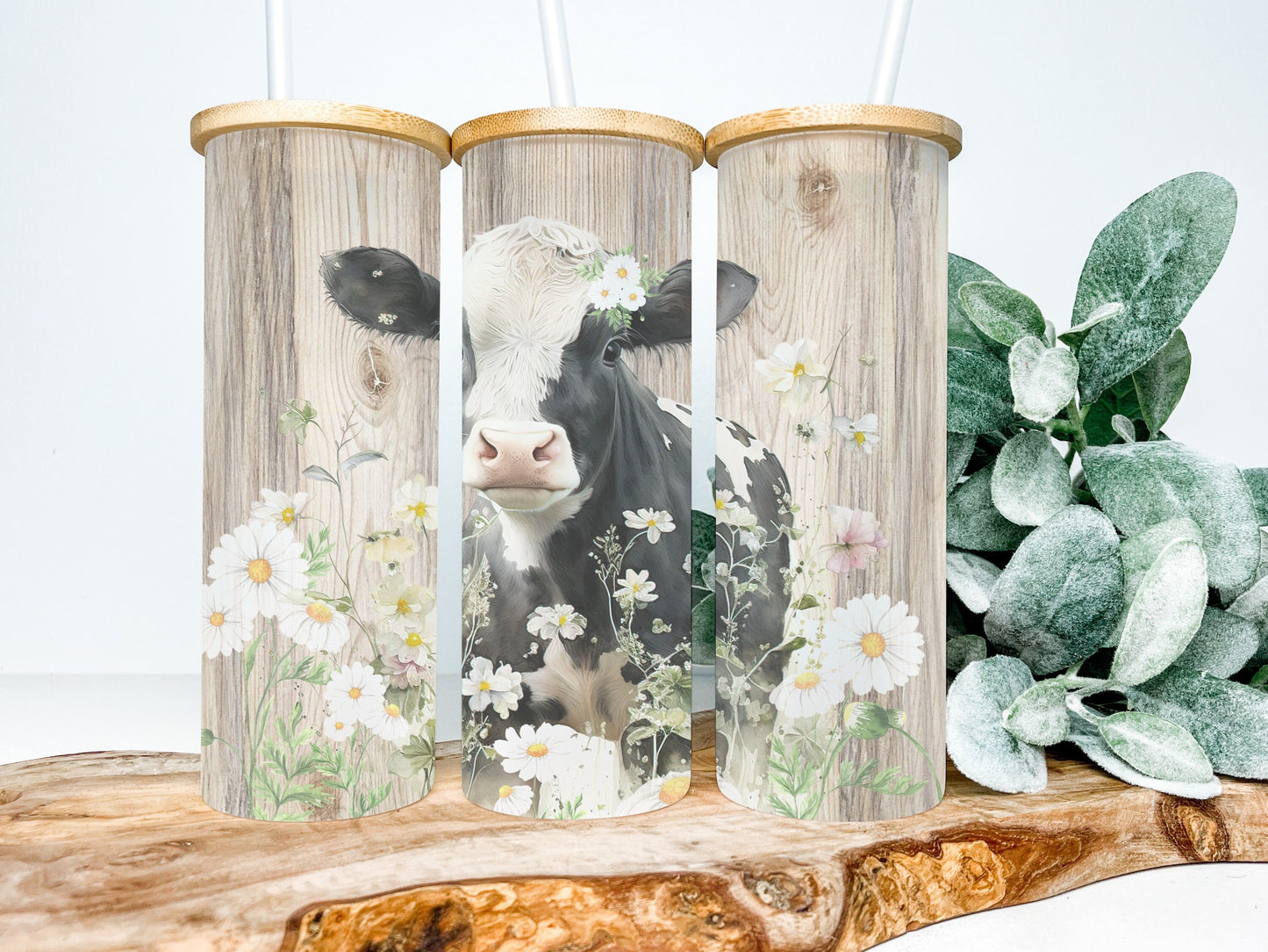 Cow 25oz Frosted Glass Tumbler, Cow Tumbler, Cow Frosted Tumbler