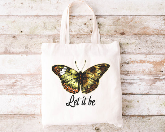 Let It Be Tote, Let It Be Bag, Summer Tote Bag, Boho Tote Bag, Butterfly Tote Bag