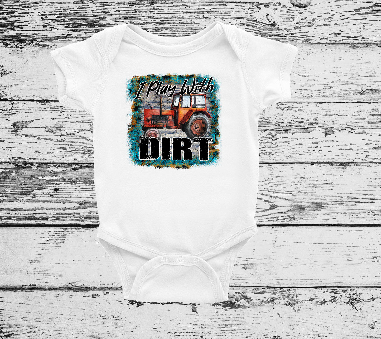 I Play With Dirt Tractor Bodysuit, Tractor Baby Creeper, Country Baby, Farming Baby
