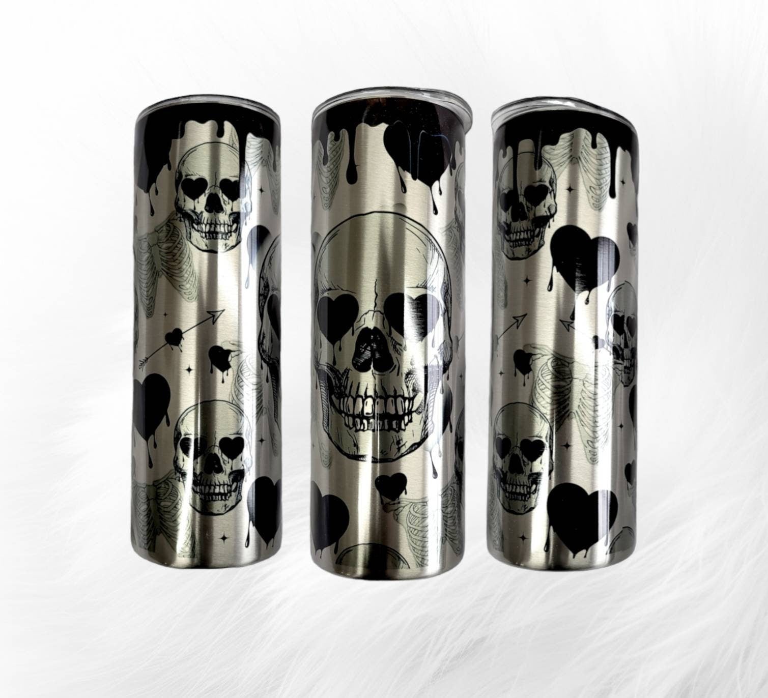 Skull Tumbler, Skull Skinny Tumbler, Valentines Day Tumbler Skelton Tumbler