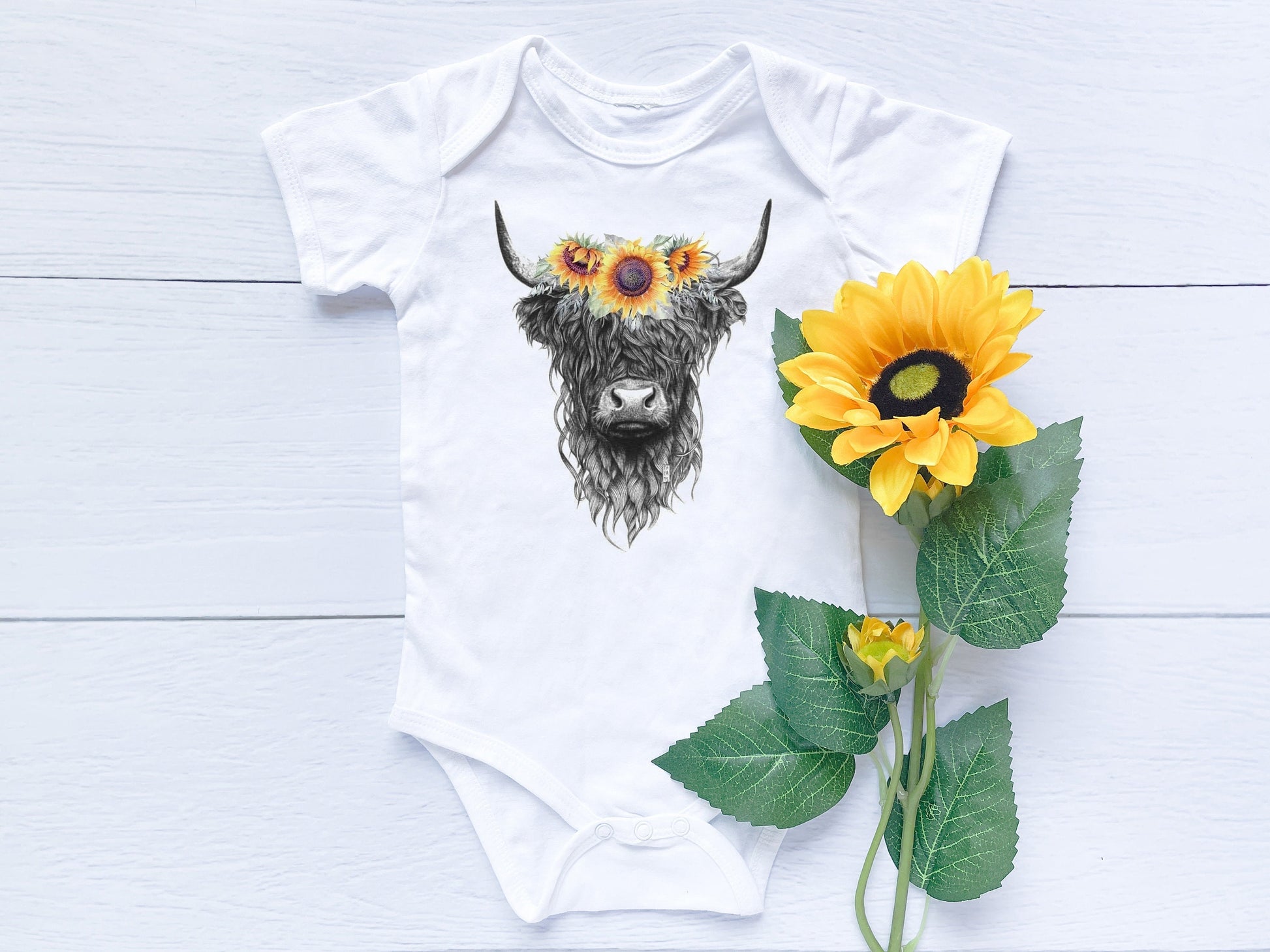 Highland Cow Bodysuit, Highland Cow Baby Creeper, Country Baby, Farming Baby