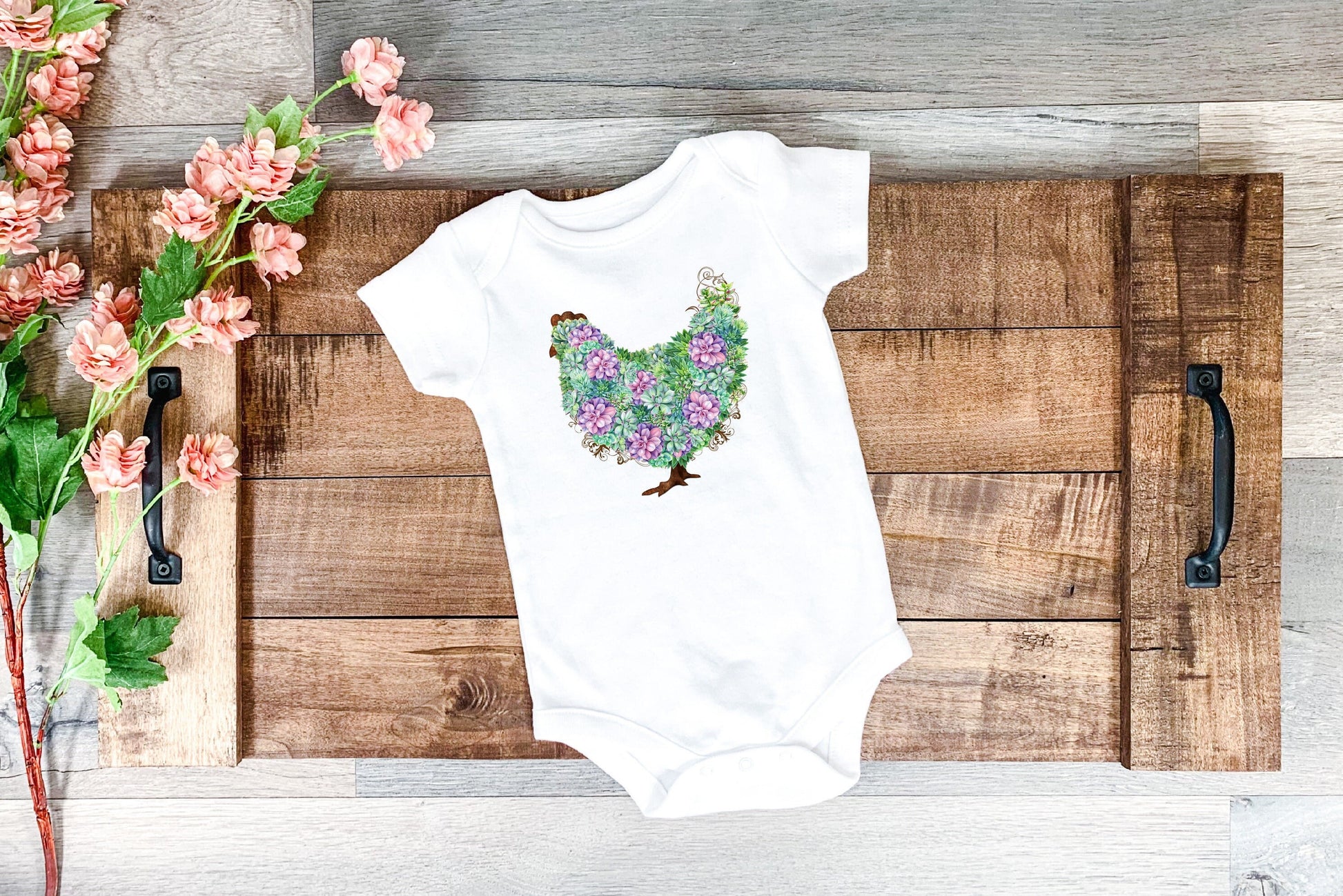 Succulent Chicken Baby Bodysuit, Succulent Chicken Baby Creeper, Country Baby, Farming Baby