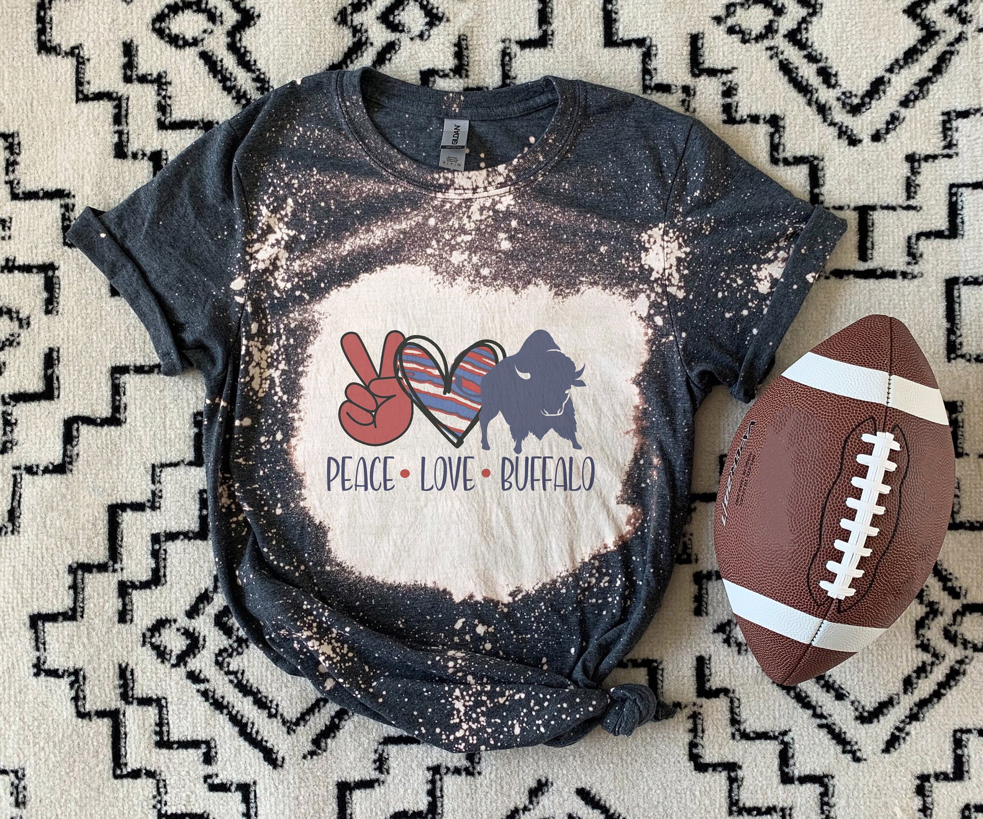 Peace Love Buffalo Shirt, Peace Love Buffalo Bleached Shirt