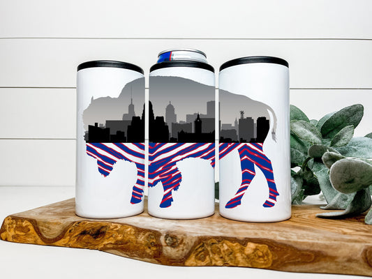 Buffalo 4 in 1 Can Cooler, Fits all - Stainless Steel Can Cooler for 12oz Regular or Slim Cans & Bottles - Buffalo Can Cooler