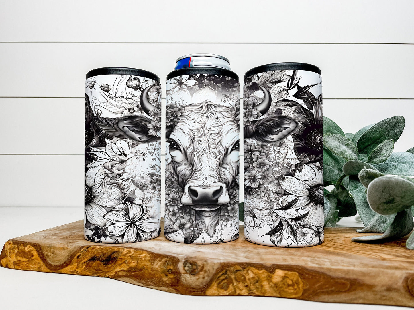 Cow 4 in 1 Can Cooler, Fits all - Stainless Steel Can Cooler for 12oz Regular or Slim Cans & Bottles - Cow Can Cooler