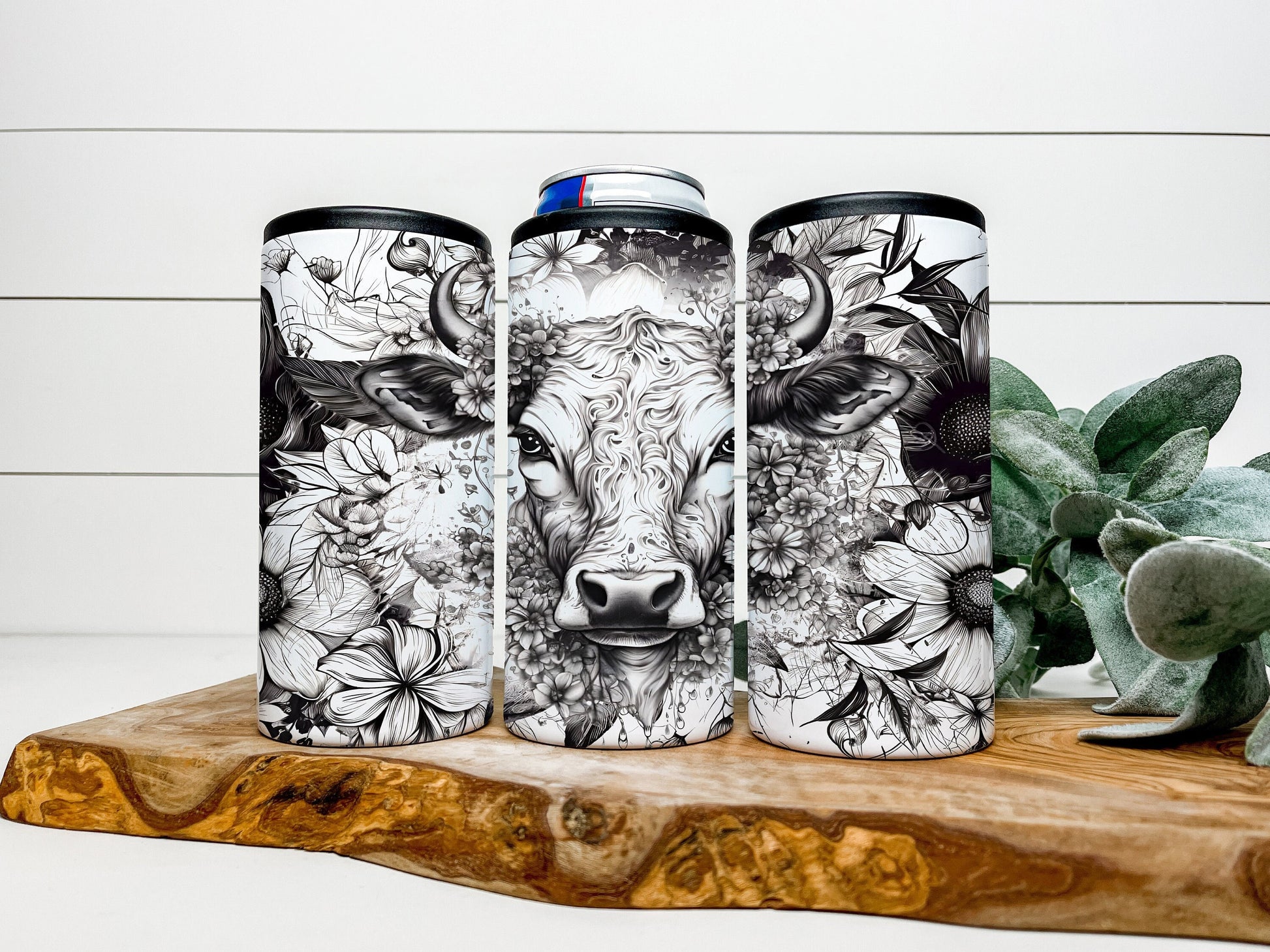 Cow 4 in 1 Can Cooler, Fits all - Stainless Steel Can Cooler for 12oz Regular or Slim Cans & Bottles - Cow Can Cooler