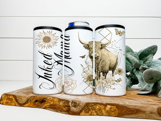 Inked Mama Cow 4 in 1 Can Cooler, Fits all - Stainless Steel Can Cooler for 12oz Regular or Slim Cans & Bottles Inked Mama Cow Can Cooler