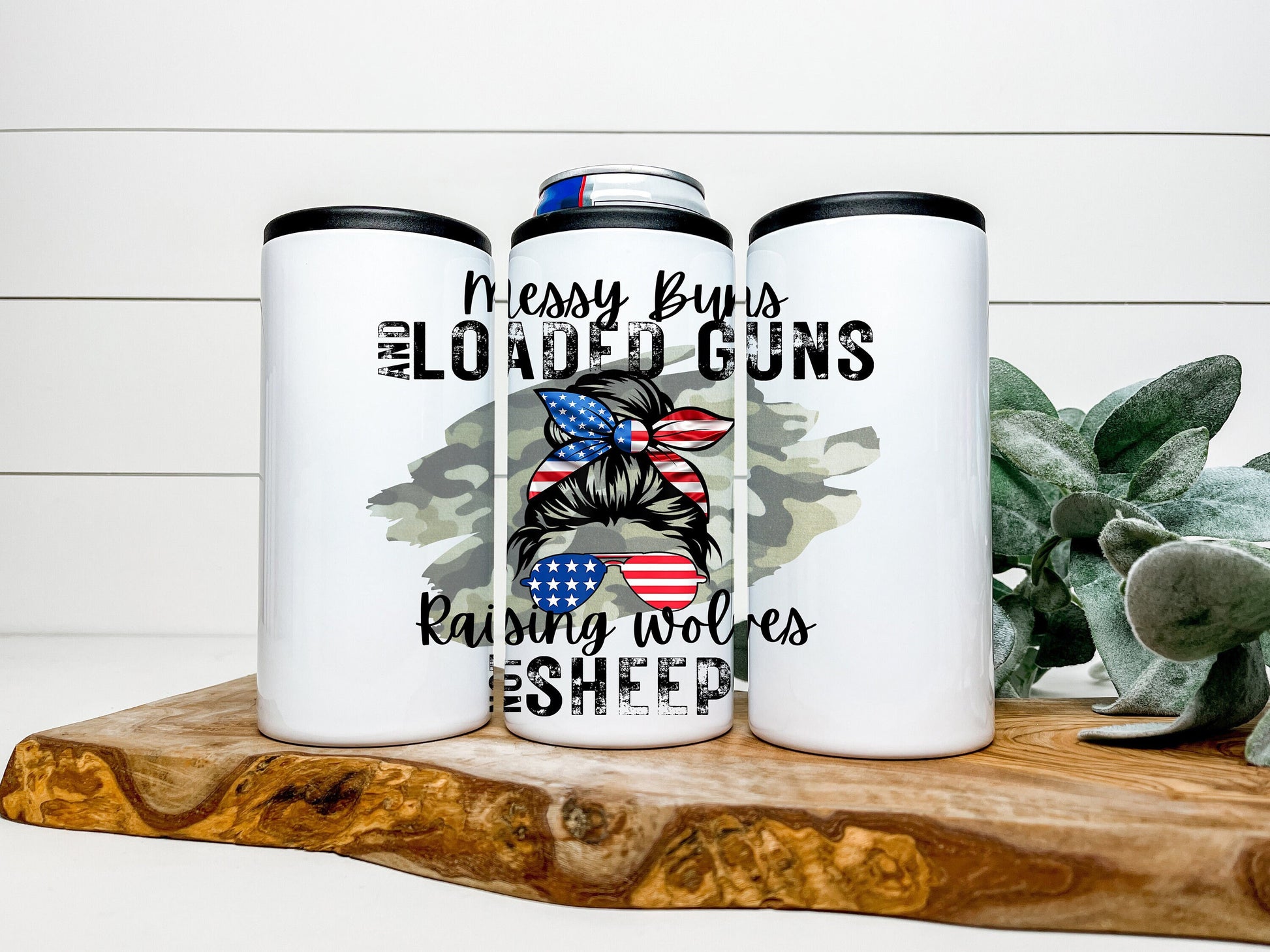 Raising Wolves Not Sheep 4 in 1 Can Cooler, Fits all - Stainless Steel Can Cooler for 12oz Regular or Slim Cans & Bottles - Can Cooler