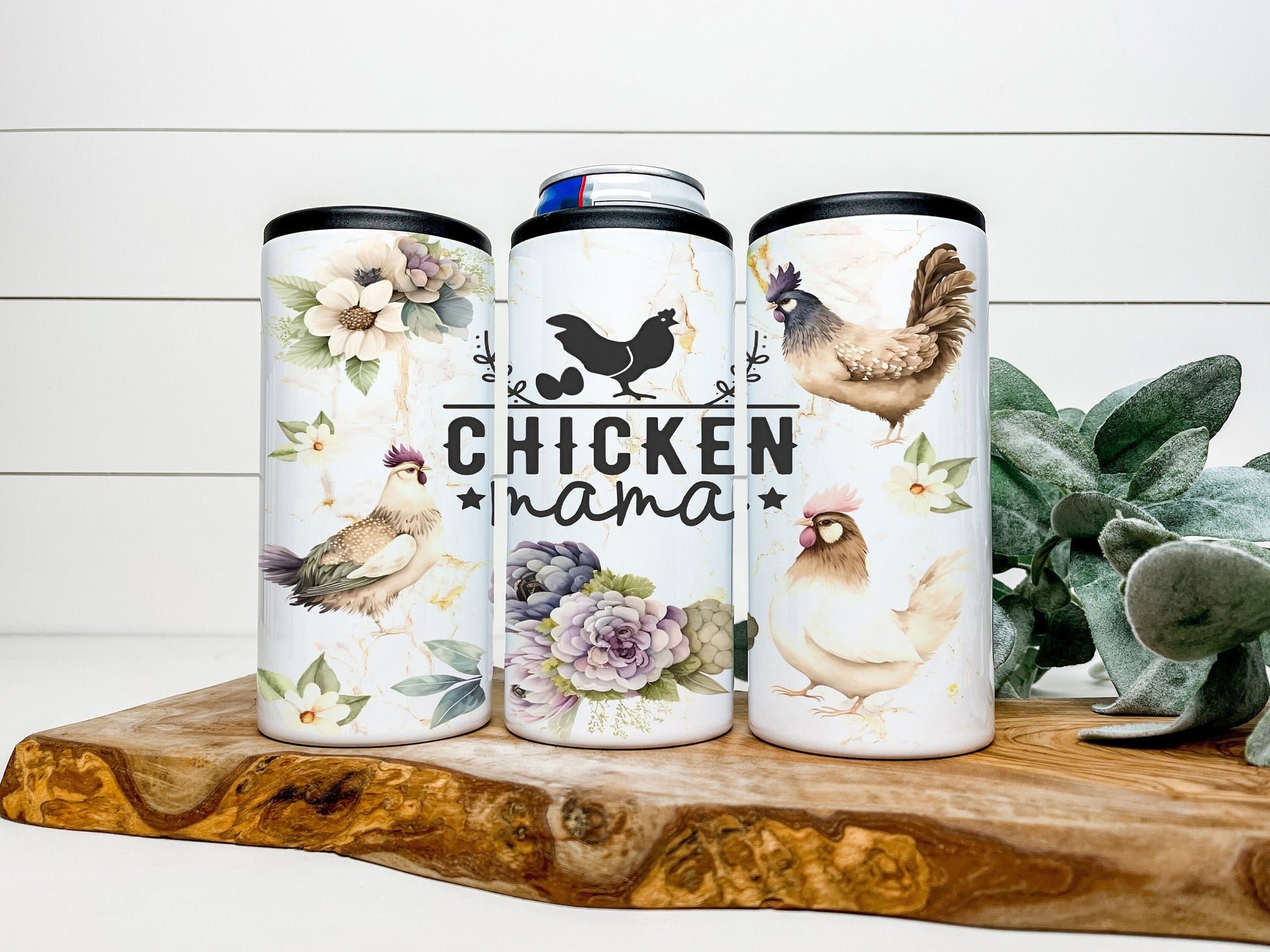 Chicken Mama 4 in 1 Can Cooler, Fits all - Stainless Steel Can Cooler for 12oz Regular or Slim Cans & Bottles - Chicken Can Cooler