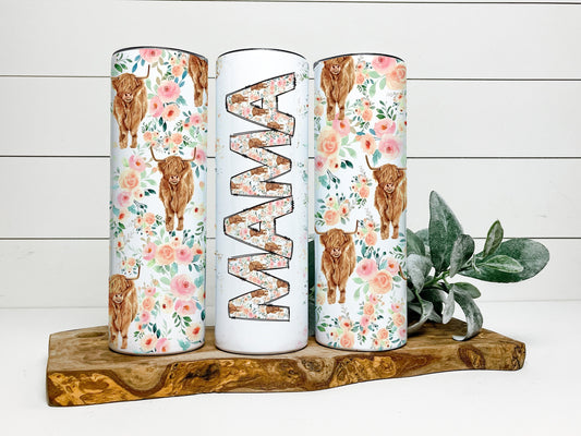 Mama Cow Tumbler, Mama Cow Skinny Tumbler, Highland Cow Tumbler, Mama Tumbler