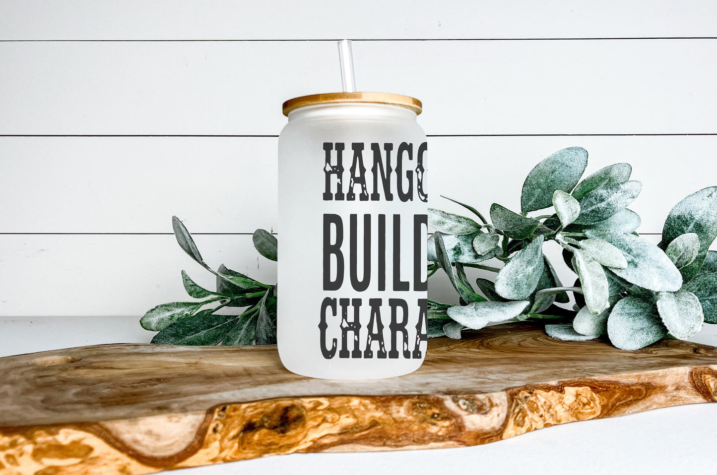 Hangovers Build Character Cup Iced Coffee Cup Glass, Beer Can Glass, Funny Coffee Cup, Glass Cup Coffee Can Beer, Sarcastic Soda Can Glass