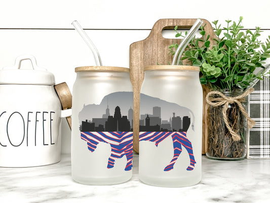 Buffalo Glass Can, Buffalo Iced Coffee Cup