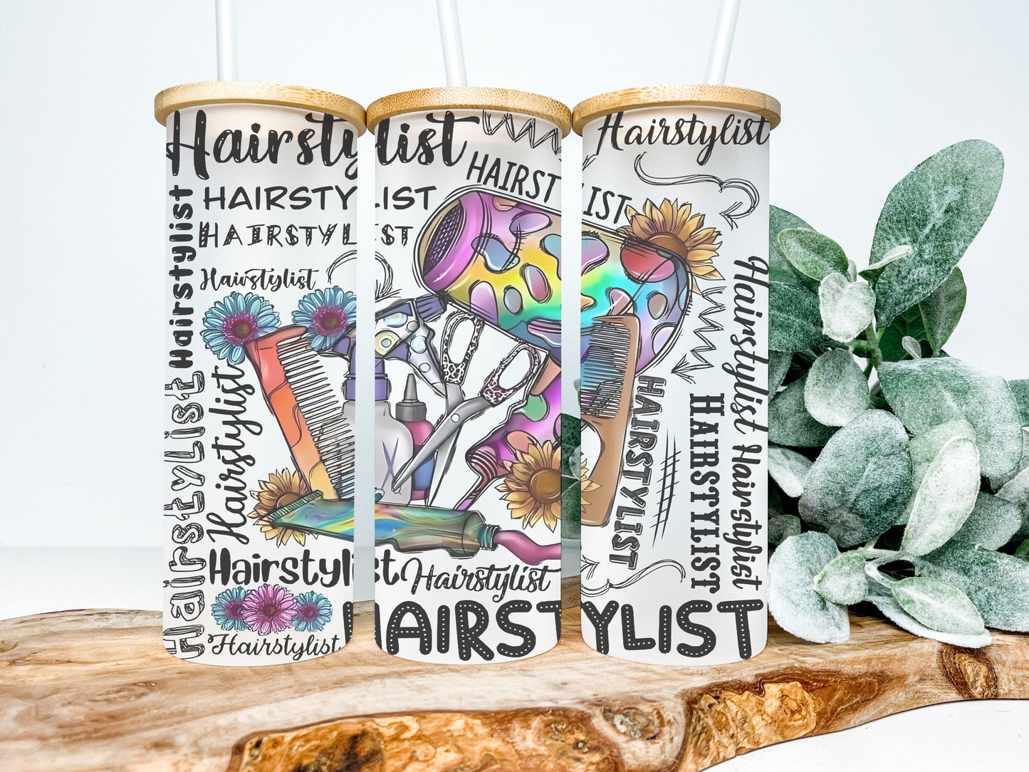 Hair Stylist 25oz Frosted Glass Tumbler, Hair Stylist Tumbler, Hair Stylist Frosted Tumbler Hair Stylist Tumbler