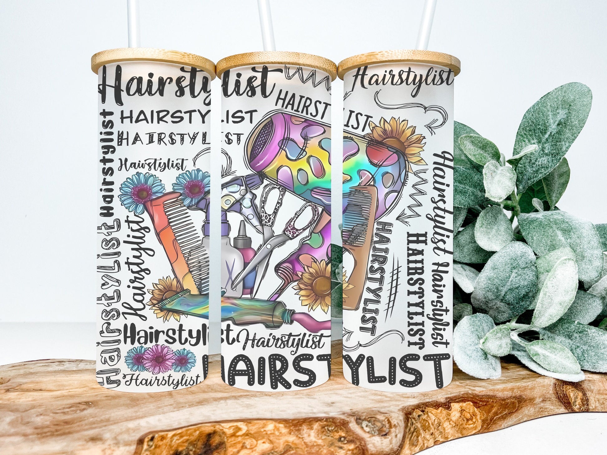 Hair Stylist 25oz Frosted Glass Tumbler, Hair Stylist Tumbler, Hair Stylist Frosted Tumbler Hair Stylist Tumbler