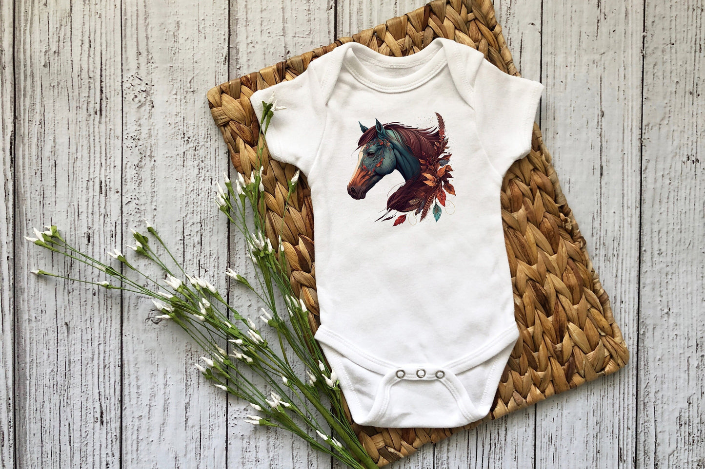 Horse Bodysuit, Horse Baby Creeper, Country Baby, Farming Baby