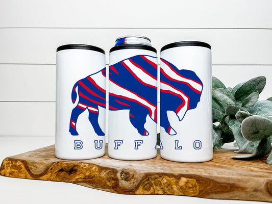 Buffalo 4 in 1 Can Cooler, Fits all - Stainless Steel Can Cooler for 12oz Regular or Slim Cans & Bottles - Buffalo Can Cooler