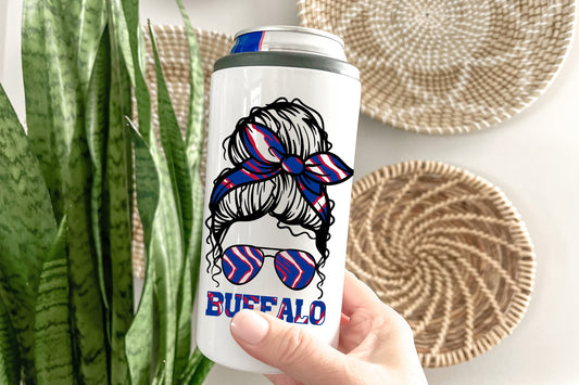 Buffalo Girl 4 in 1 Can Cooler, Fits all - Stainless Steel Can Cooler for 12oz Regular or Slim Cans & Bottles - Buffalo Can Cooler