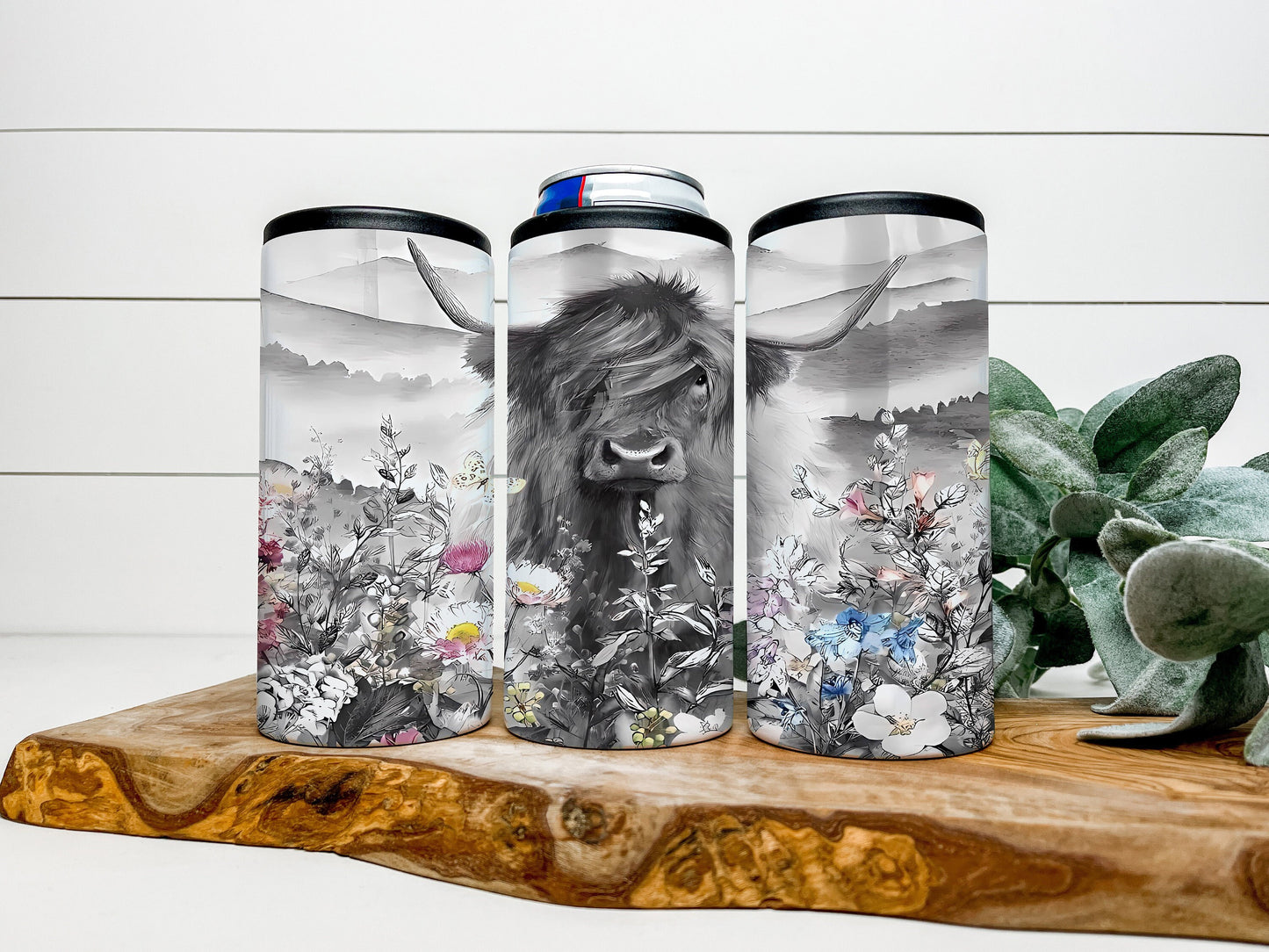 Highland Cow 4 in 1 Can Cooler, Fits all - Stainless Steel Can Cooler for 12oz Regular or Slim Cans & Bottles - Highland Cow Can Cooler