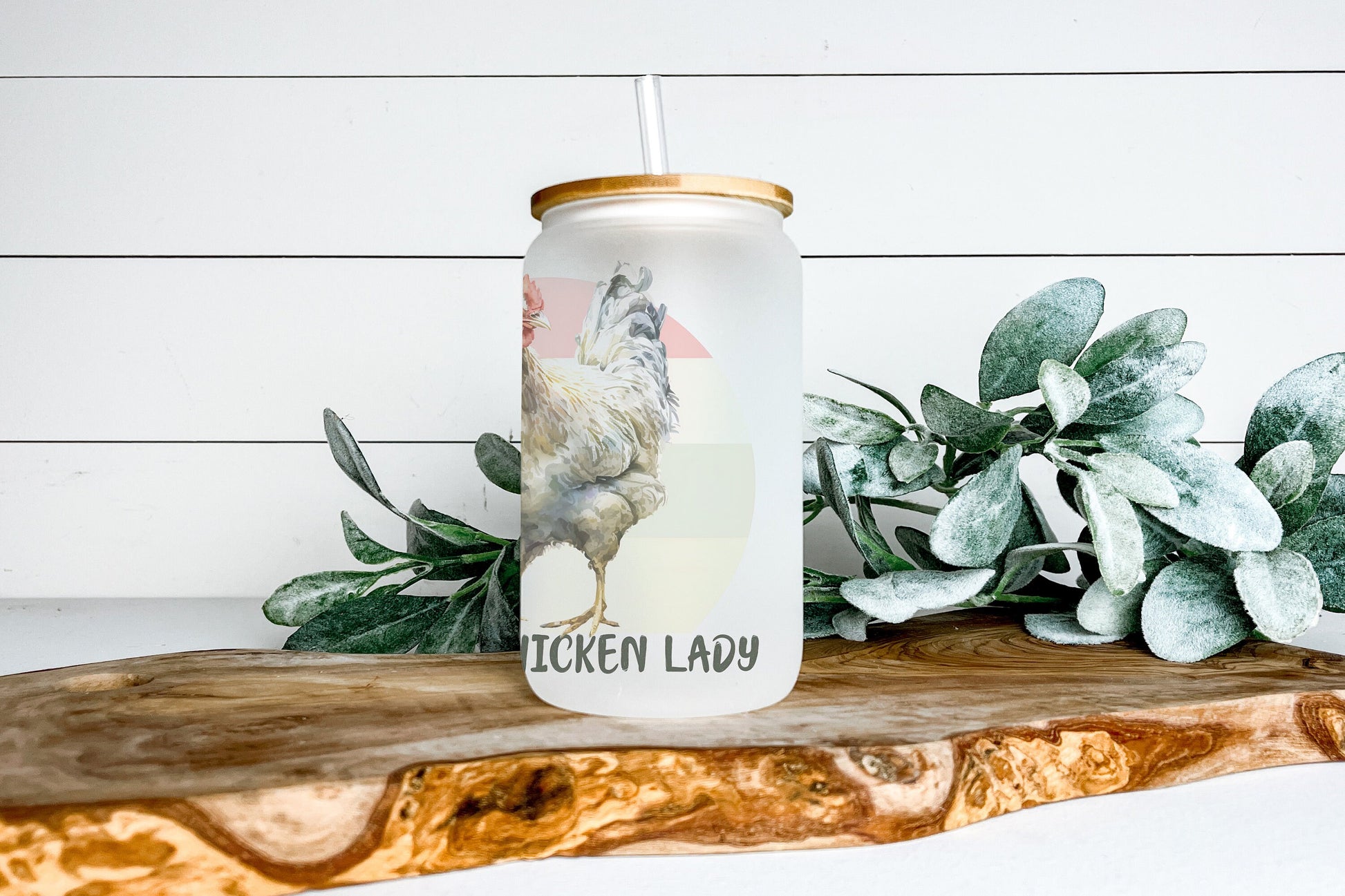 Crazy Chicken Lady Cup Iced Coffee Cup Glass, Beer Can Glass, Chicken Coffee Cup, Glass Cup Coffee Can Beer, Chicken Soda Can Glass