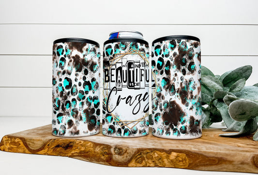Beautiful Crazy 4 in 1 Can Cooler, Fits all - Stainless Steel Can Cooler for 12oz Regular or Slim Cans & Bottles, Beautiful Crazy Can Cooler