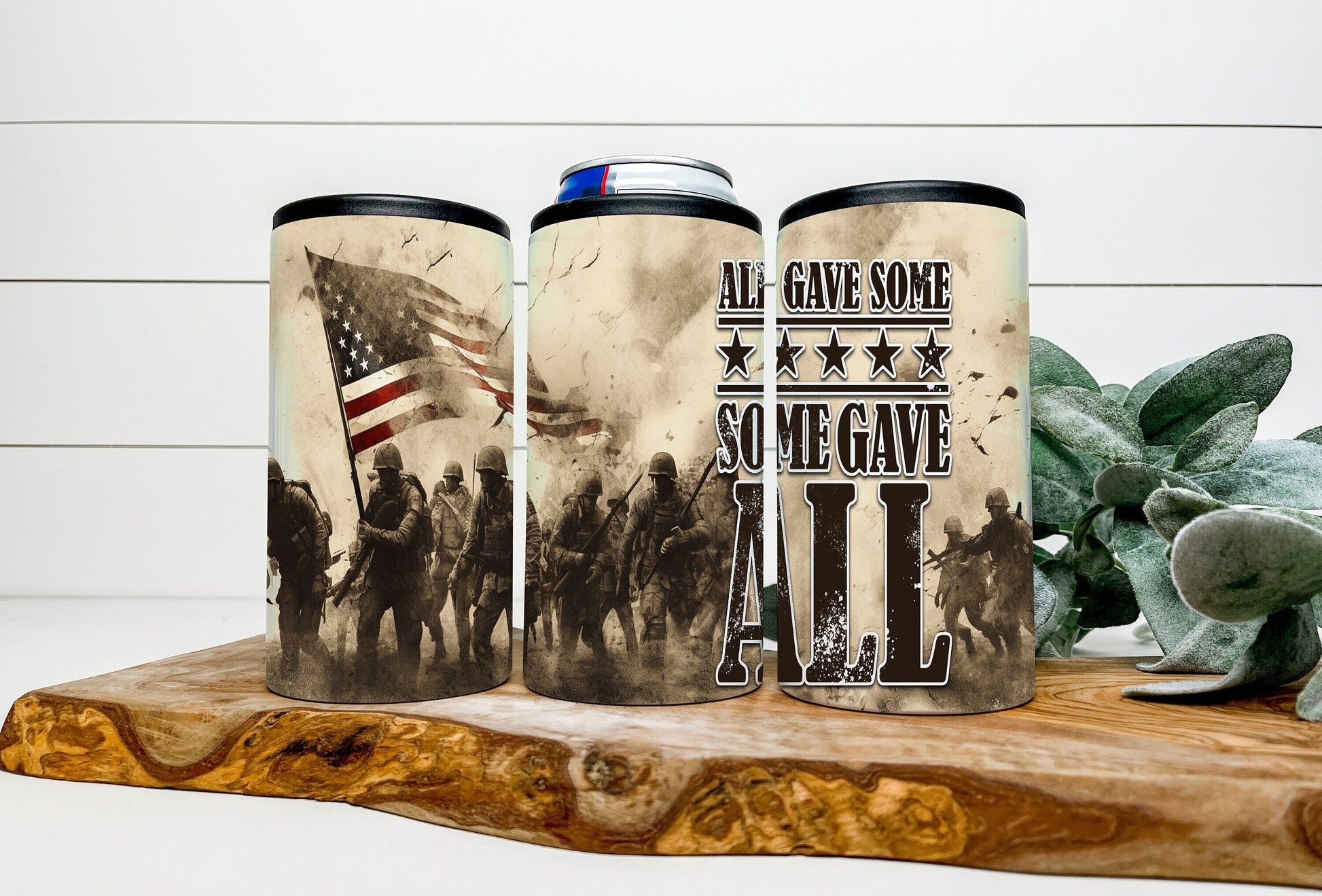 Veteran 4 in 1 Can Cooler, Fits all - Stainless Steel Can Cooler for 12oz Regular or Slim Cans & Bottles, Veteran Can Cooler