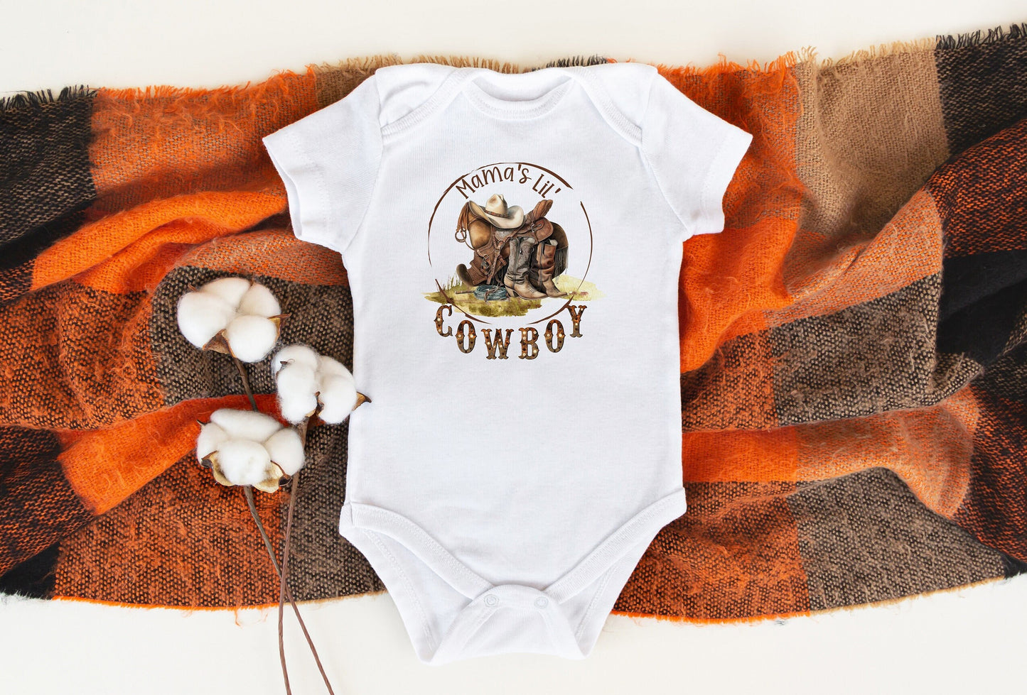 Mama's Lil' Cowboy Bodysuit, Mama's Lil' Cowboy Baby Creeper, Country Baby, Farming Baby