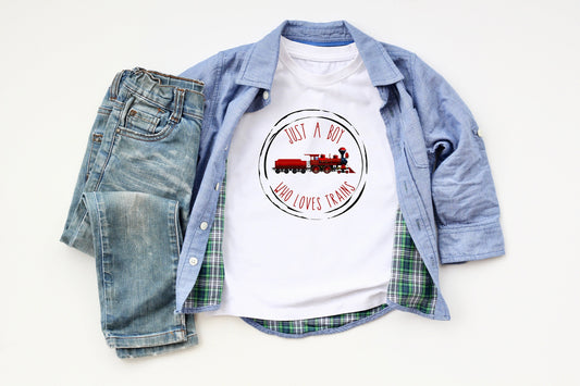 Just a Boy Who Loves Trains Youth Shirt Tee, Country Shirt Tee, Train Shirt