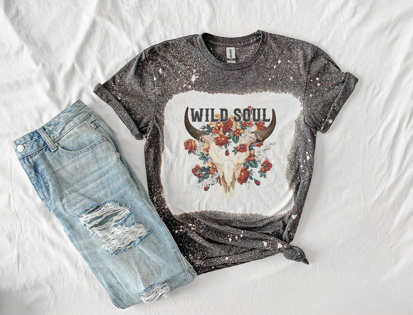Western Wild Soul Shirt Tee, Wild Soul Bleached Shirt, Country Western Bleached Shirt