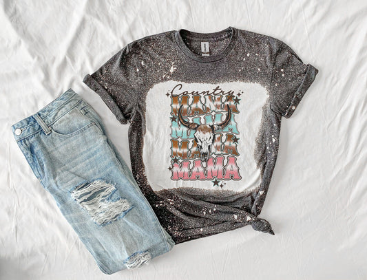 Western Country Mama Shirt Tee, Western Bleached Tee, Country Western Bleached Shirt, Mama Shirt Tee