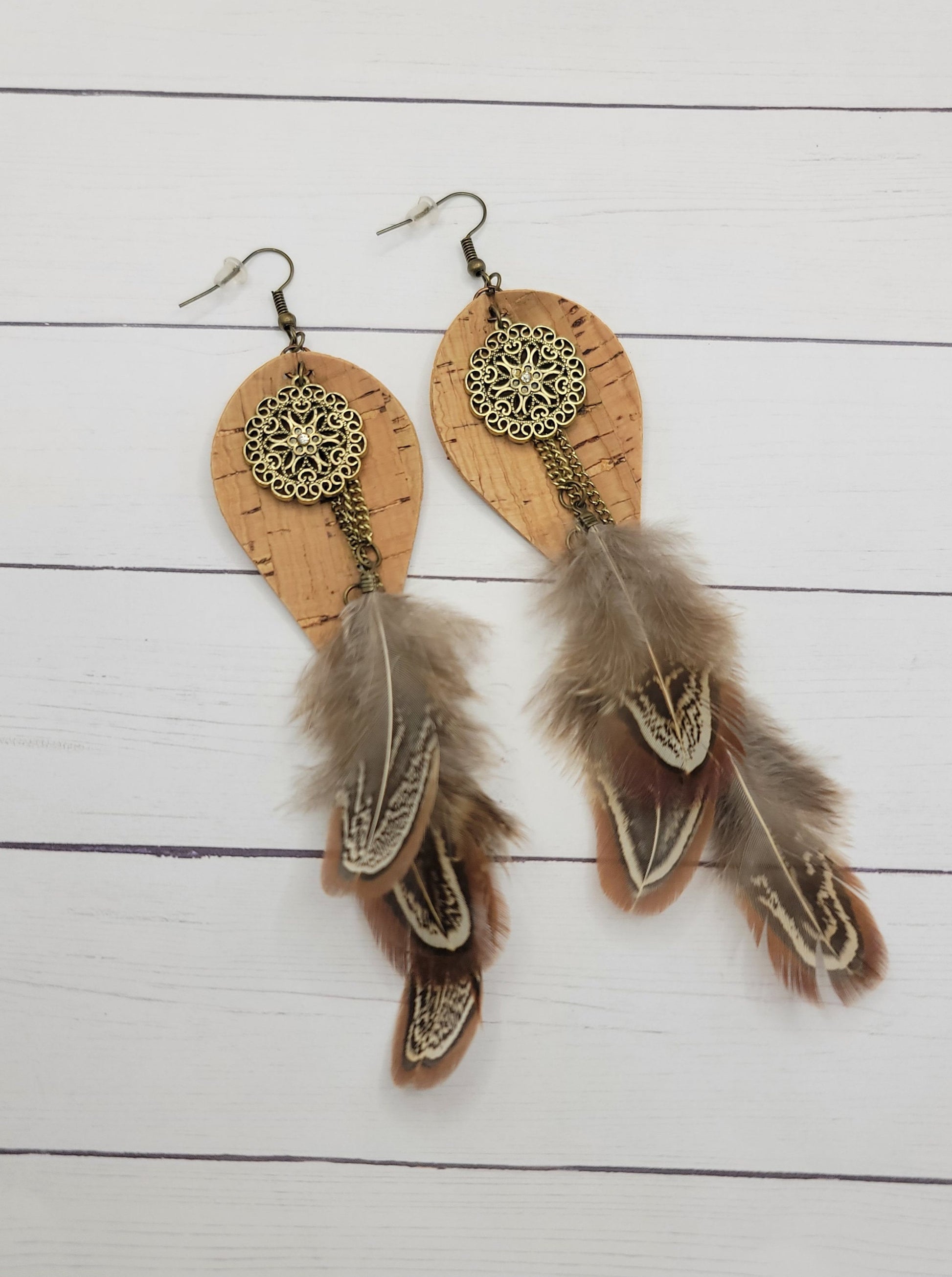 Handcrafted Feather Leather Earrings, Teardrop Earrings, Trendy Earrings,  Layered Leather Earrings, Feather Earrings Boho Jewelry