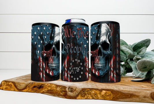 We The People 4 in 1 Can Cooler, Fits all - Stainless Steel Can Cooler for 12oz Regular or Slim Cans & Bottles, We The People Can Cooler