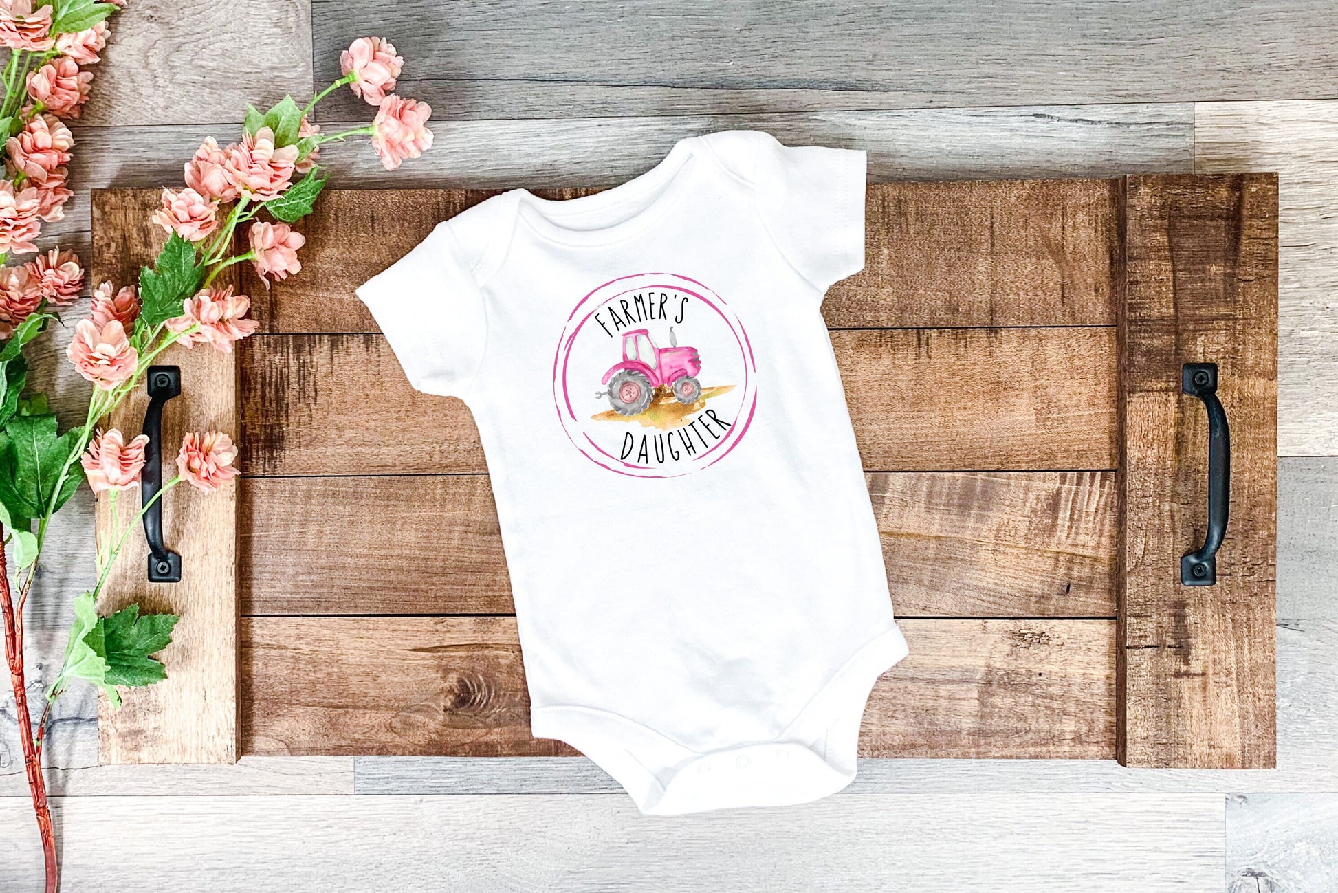 Farmer's Daughter Bodysuit, Tractor Baby Creeper, Country Baby, Farming Baby