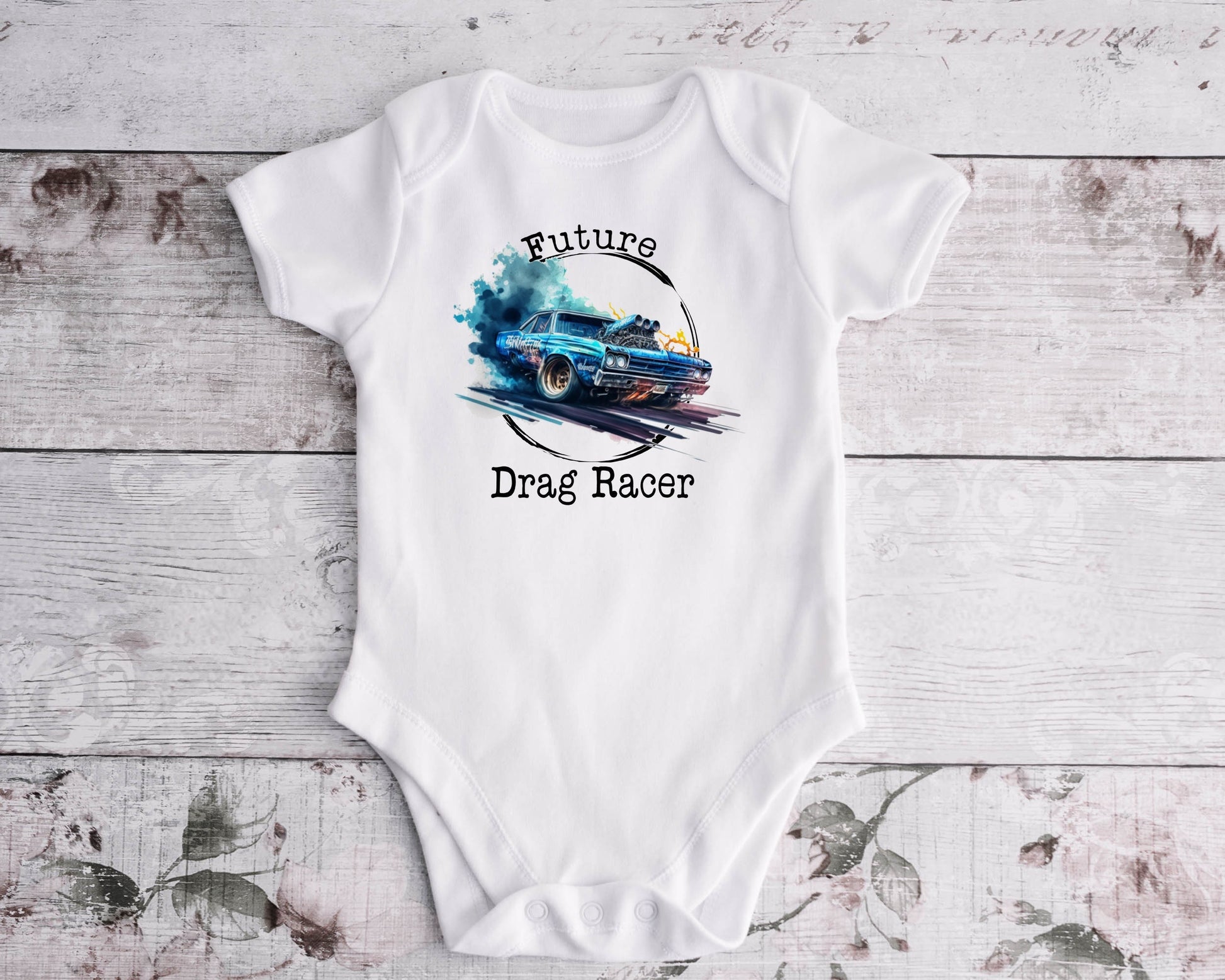Future Drag Racer Bodysuit, Future Drag Racer Baby Creeper, Racing Baby