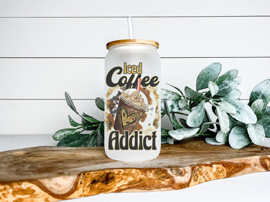 Iced Coffee Addict Cup Iced Coffee Cup Glass, Beer Can Glass, Iced Coffee Cup, Glass Cup Coffee Can Beer, Iced Coffee Addict Soda Can Glass